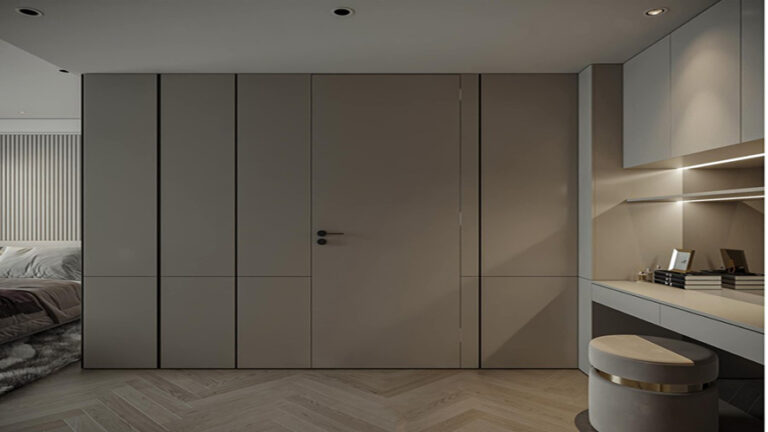 Phần cửa ra vào như “tàng hình” giữa hệ tủ – thiết kế tinh tế và có tính ứng dụng cao