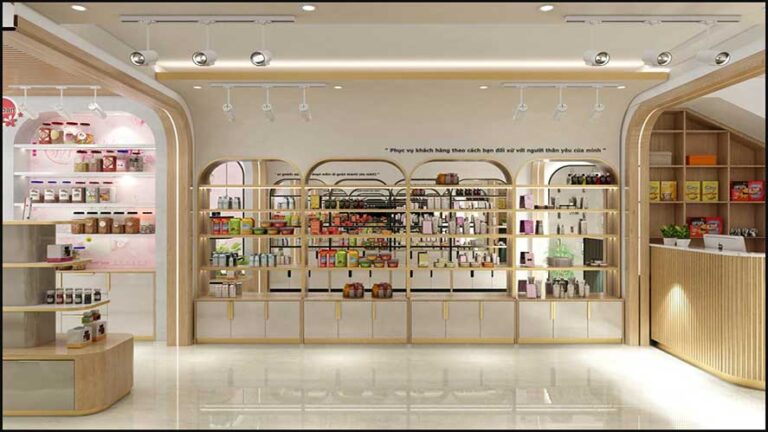 Cách bố trí kệ bán hàng bắt mắt sang trong
