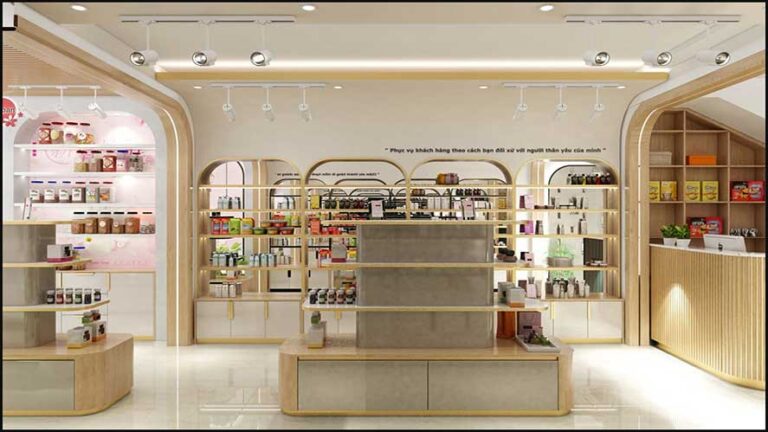 Cách bố trí kệ bán hàng bắt mắt sang trong