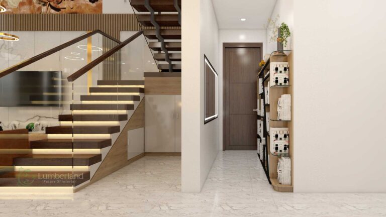 Kệ sách được trang trí nhằm che lấp khoảng trống của căn phòng