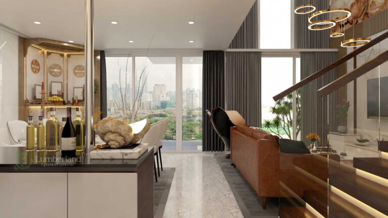 Lối đi vào phòng khách là một không gian hết sức lộng lẫy, sang trọng