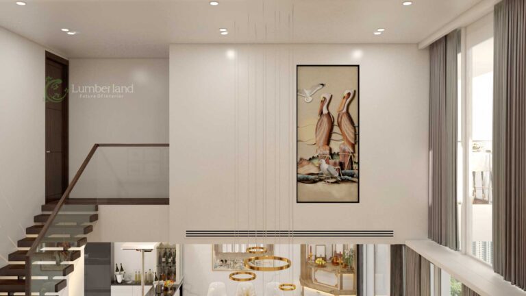 Những bức tranh được bố trí che lấp đi những không chống trên những vách tường