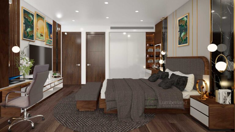 Thiết kế tủ âm tường thông minh, tiết kiệm diện tích không gian sống cho phòng ngủ Master