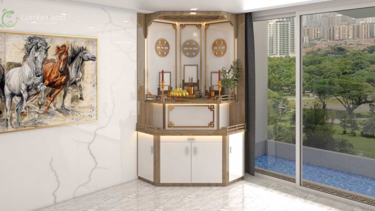 Bàn thờ được thiết kế trang trọng, uy nghiêm.