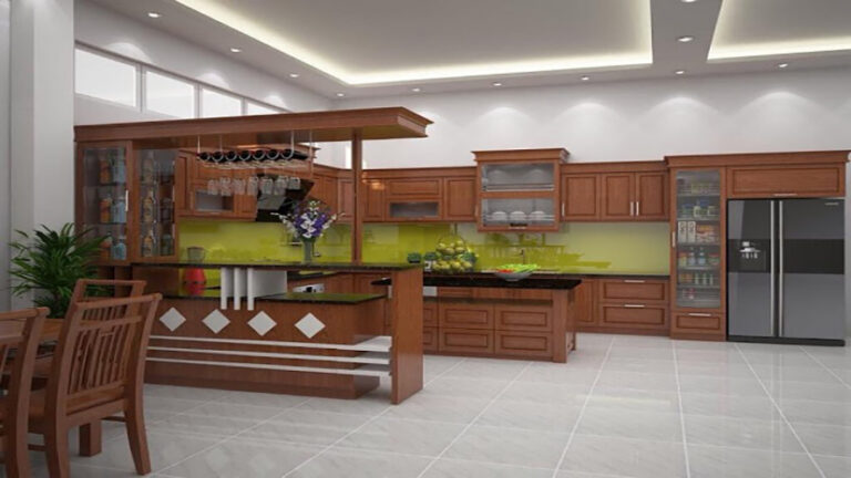 Quầy bar gỗ kính